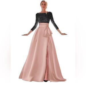 Chic Sequin Black and Pink Wedding Gown